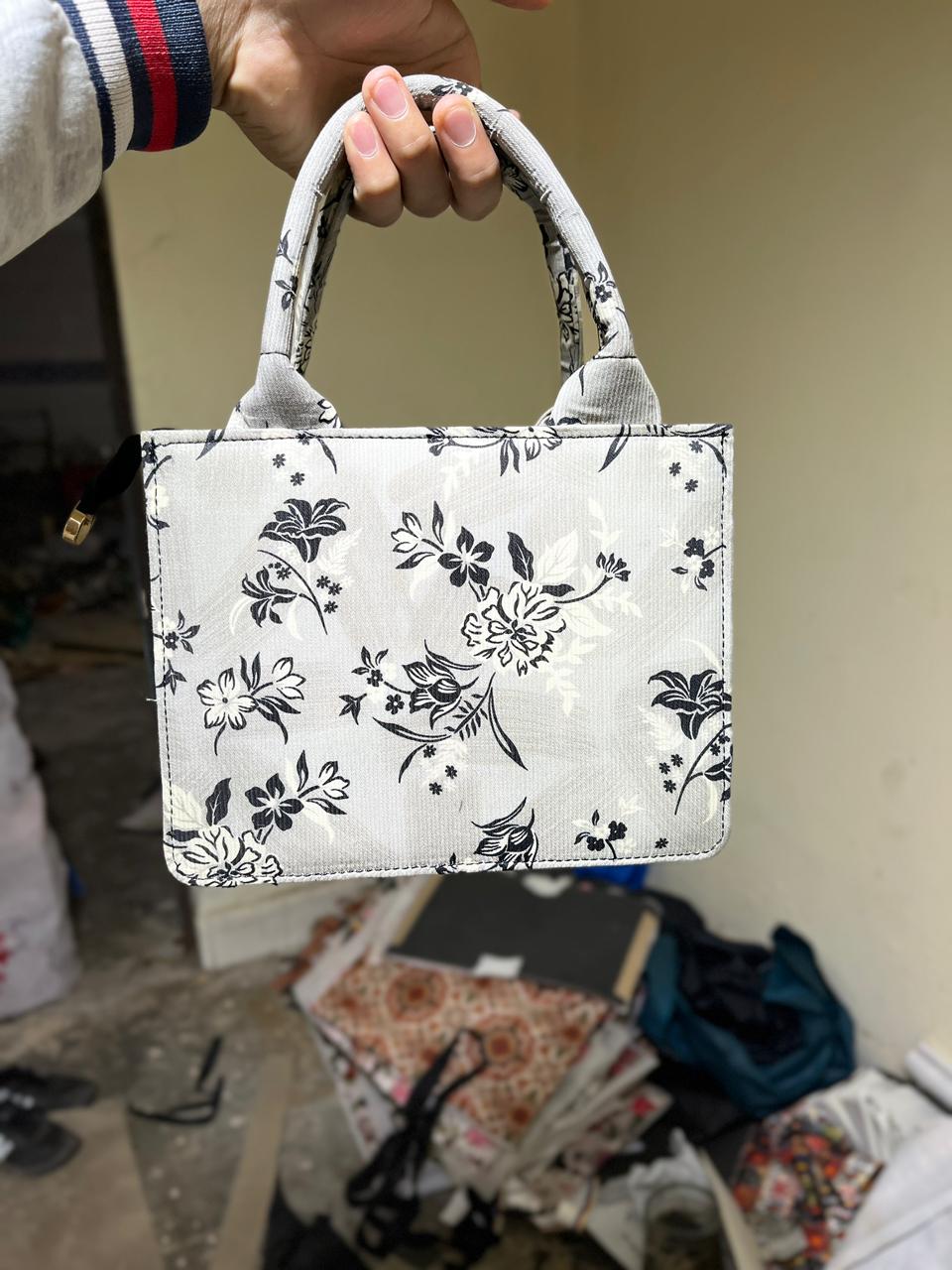 BlacknWhite Flower Bag — handbag by Aura Manufacturers, Lahore